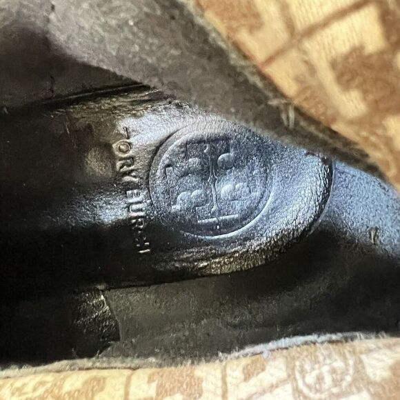 Tory Burch Black Leather Amanda Tall Riding Boots Size 6.5 Big Logo - Picture 13 of 16